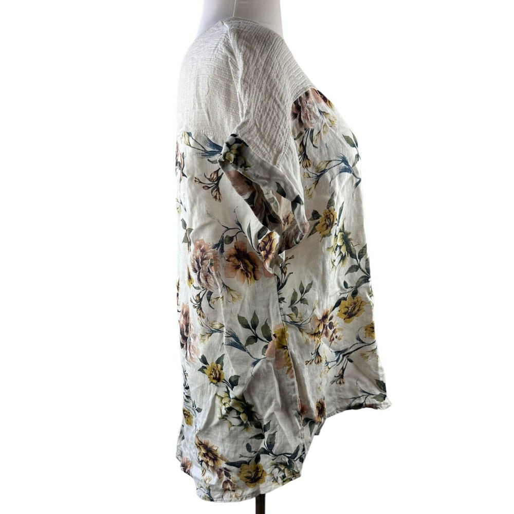✨2/$20 Lungo L'arno Cap Sleeve Linen Top Italy Lagonlook Floral Plus Size 1X - Picture 4 of 7
